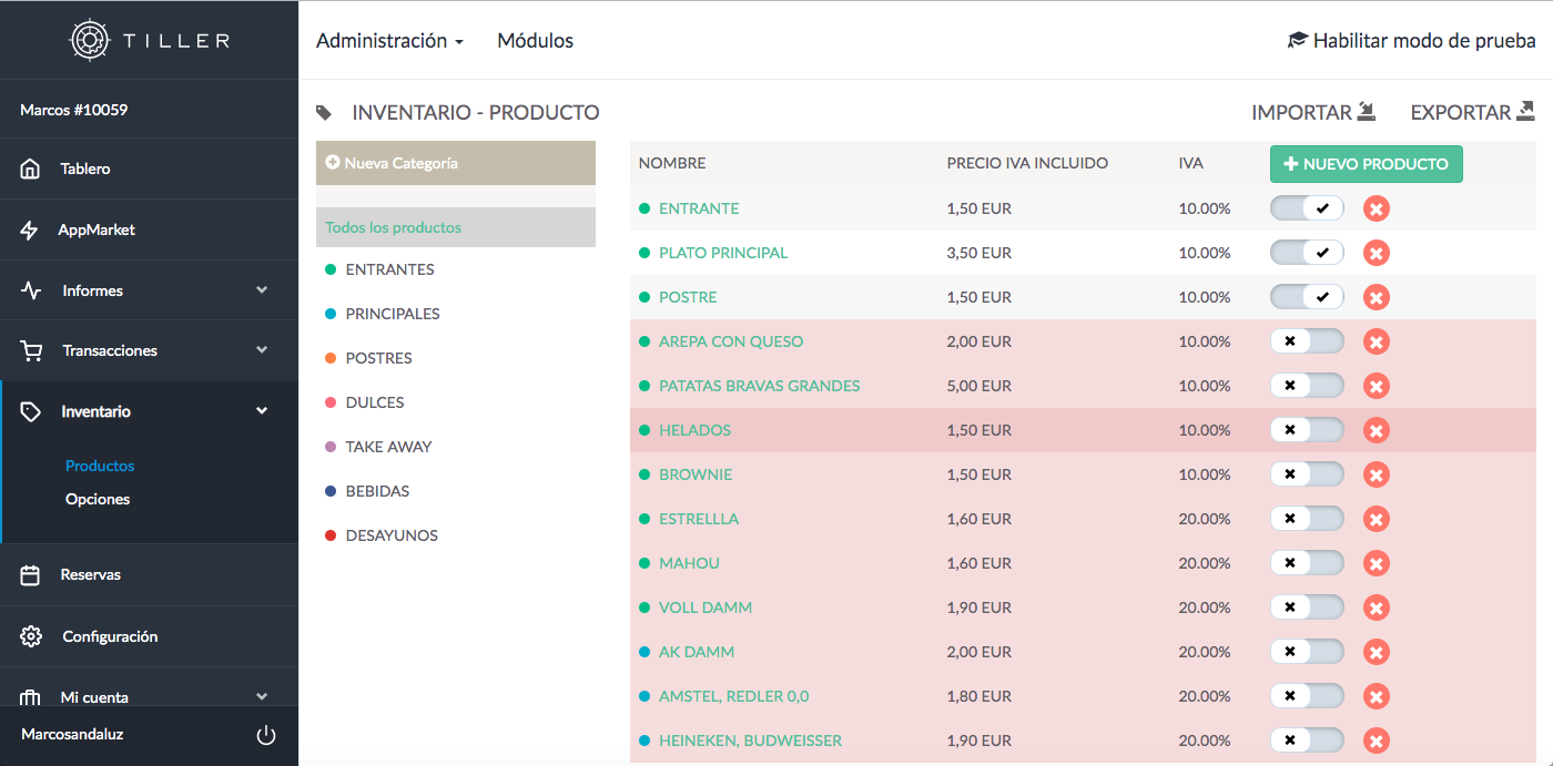 aplicación tiller