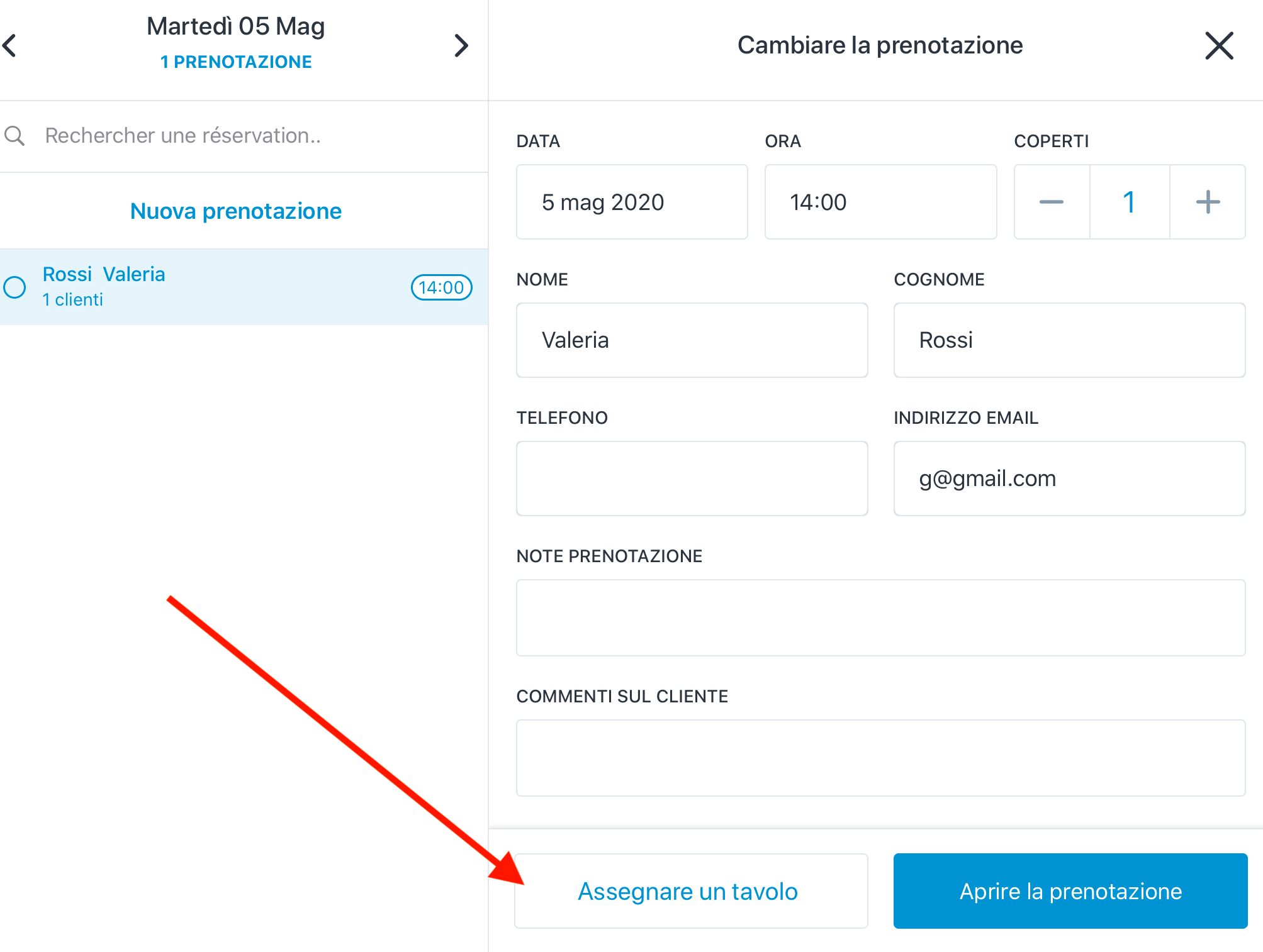 Funzionalità per gestire le prenotazioni dal registratore di cassa Tiller