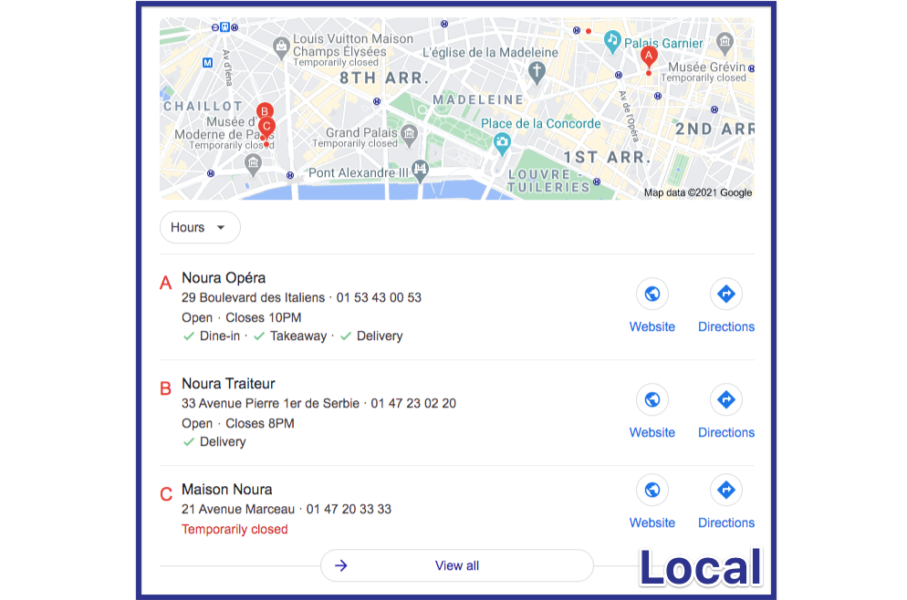 être premier restaurant Google