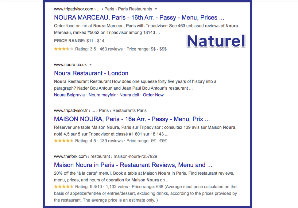 être premier restaurant Google